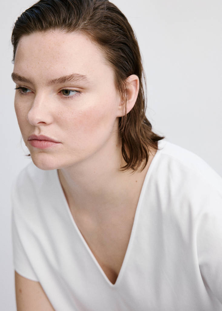 V-neck cotton T-shirt — White