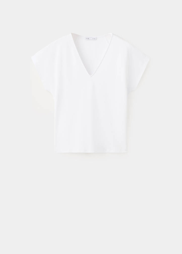 V-neck cotton T-shirt — White