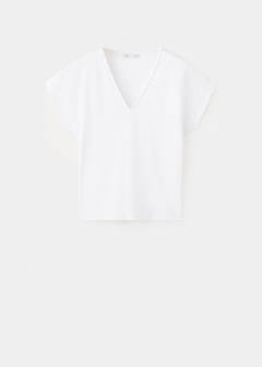 V-neck cotton T-shirt — White 8