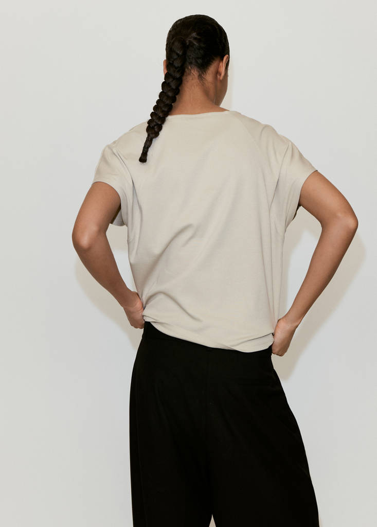 V-neck cotton T-shirt — Light/Pastel Grey