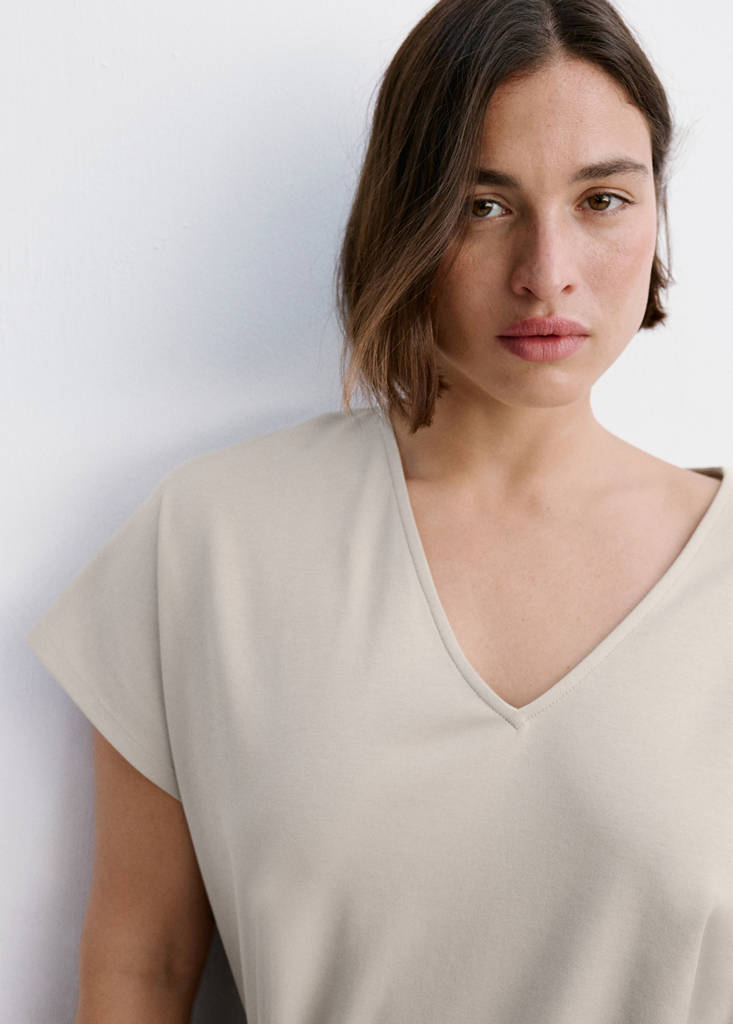 V-neck cotton T-shirt — Light/Pastel Grey