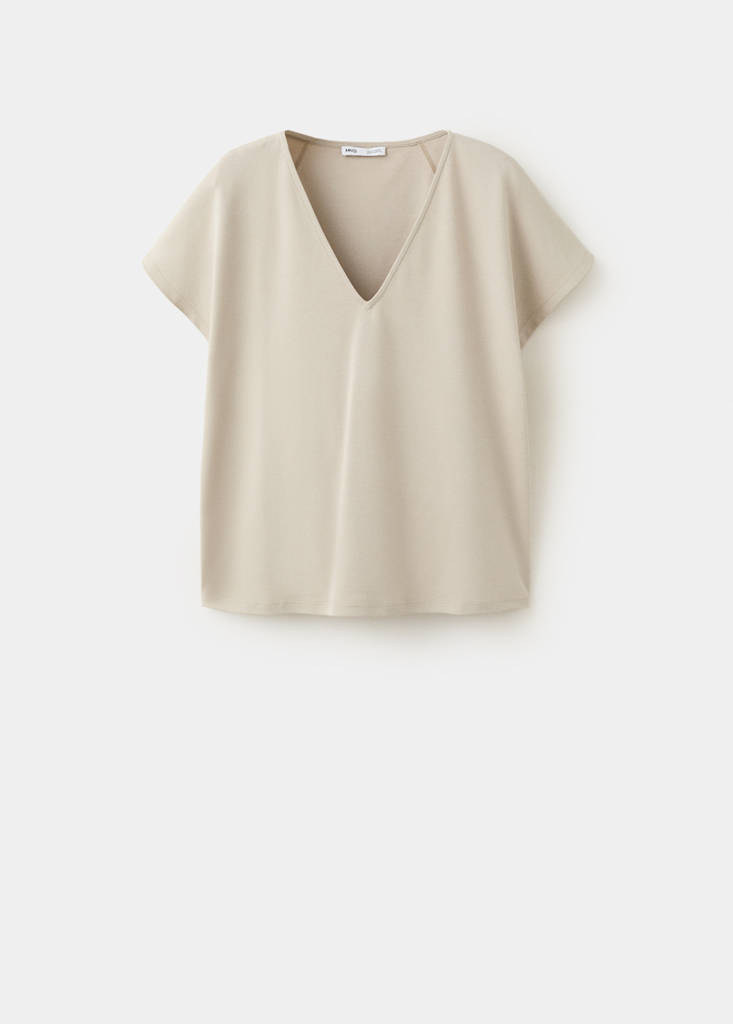 V-neck cotton T-shirt — Light/Pastel Grey