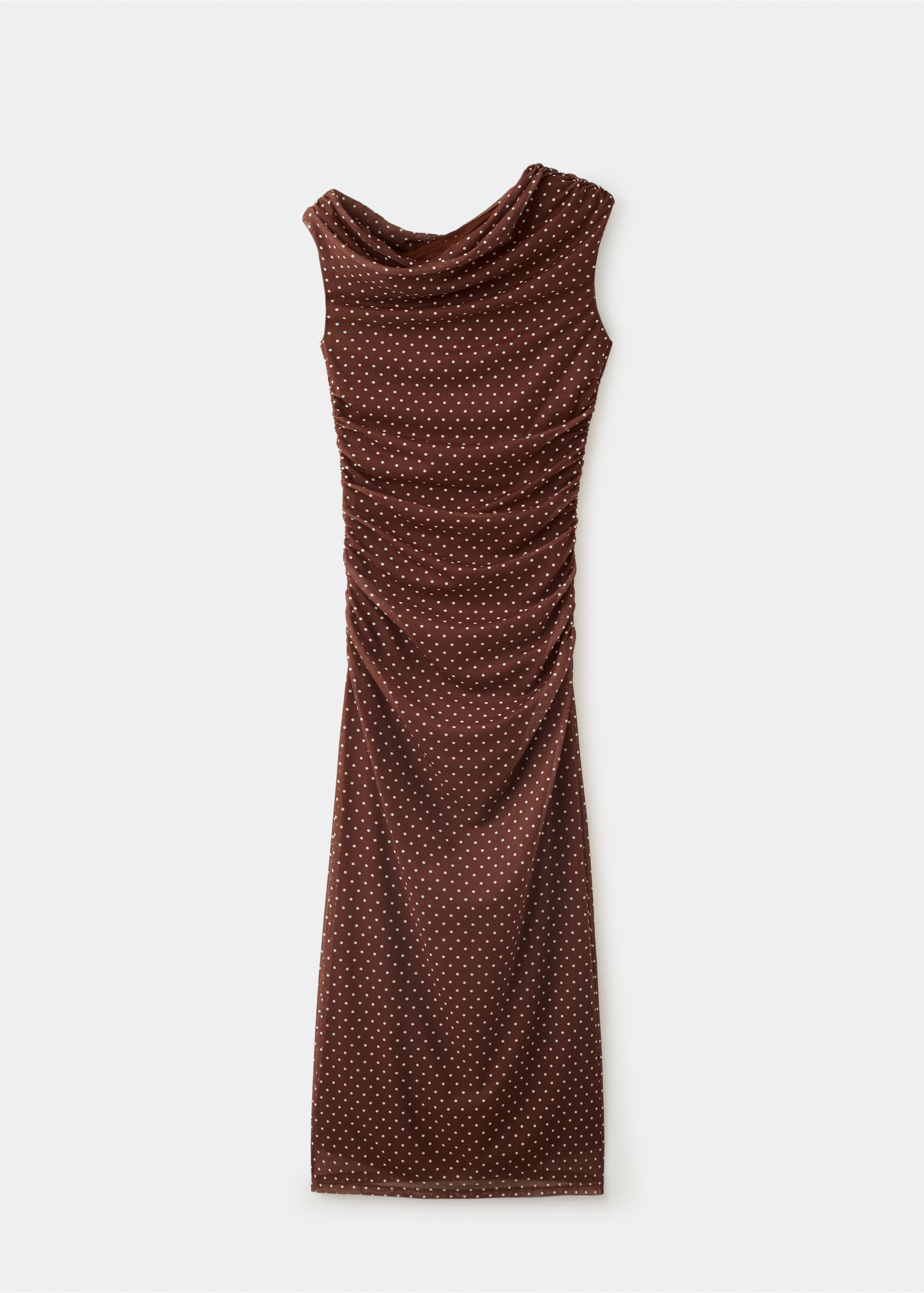Fitted polka dot midi dress - Article without model, Brown. Ref: 37021473-00.