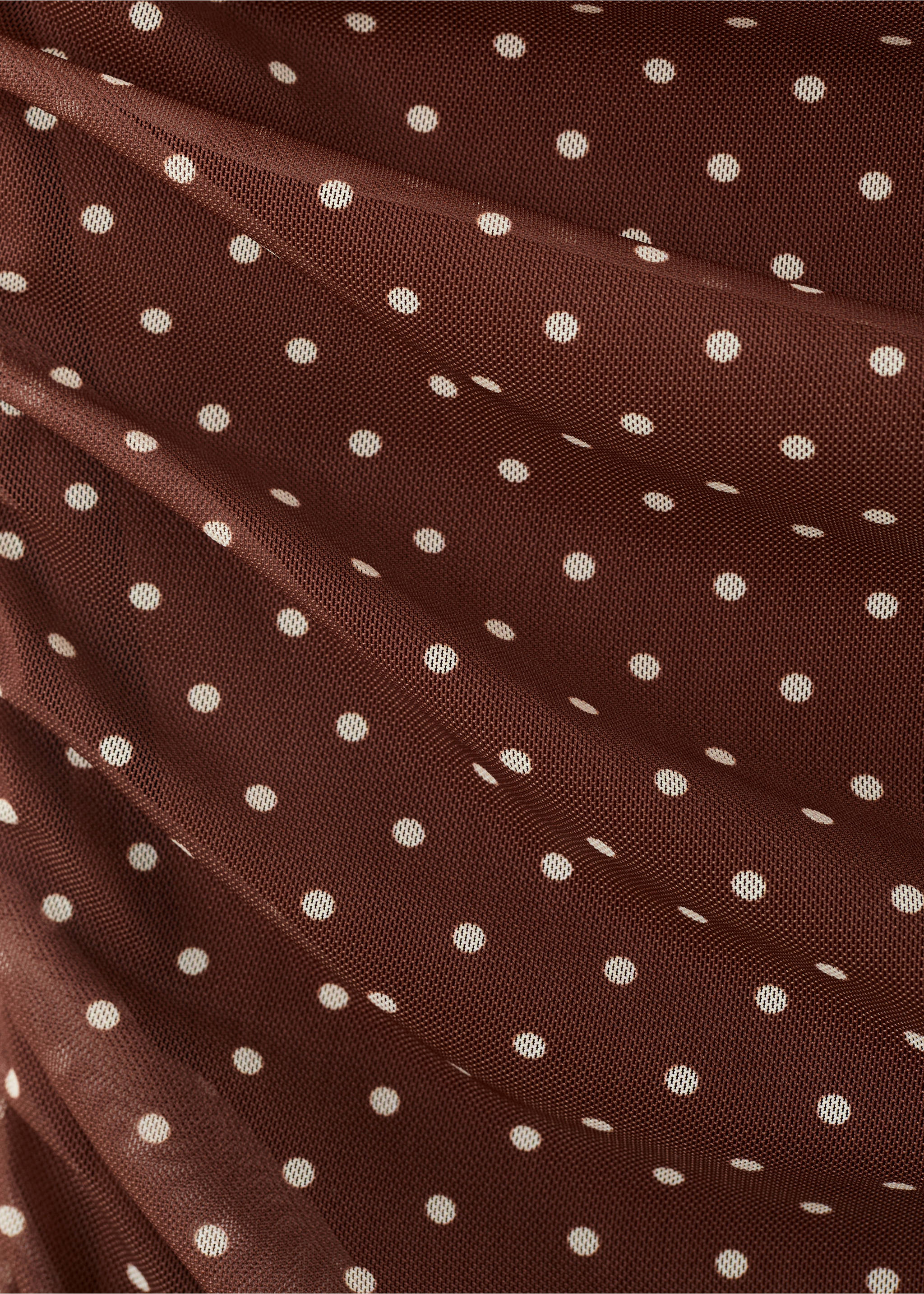 Fitted polka dot midi dress - Details of the article 0, Brown. Ref: 37021473-00.