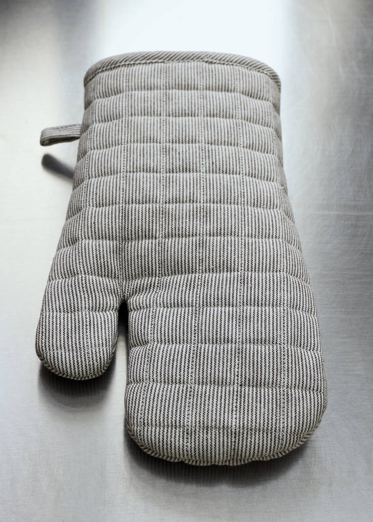 Printed striped cotton glove — Grey