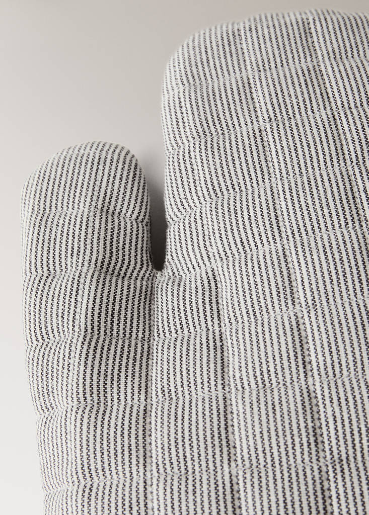 Printed striped cotton glove — Grey