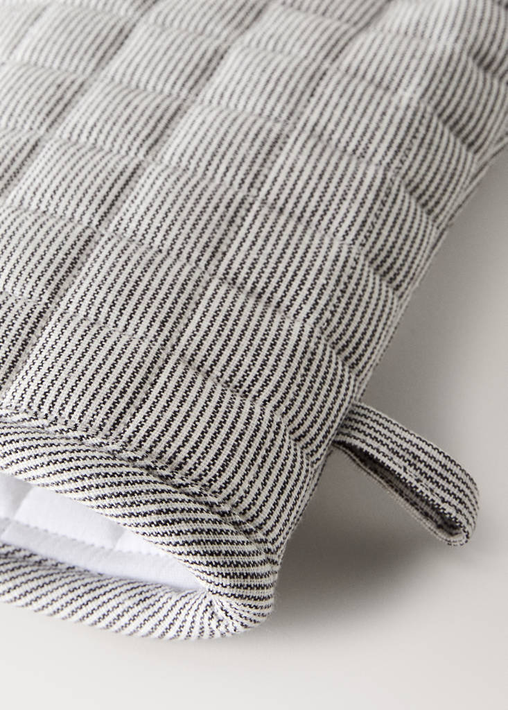 Printed striped cotton glove — Grey