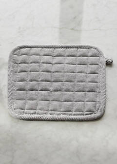 Striped printed cotton oven mitt — Grey 1