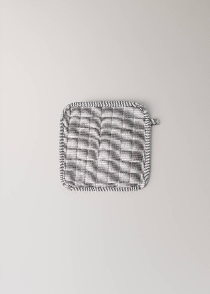 Striped printed cotton oven mitt — Grey
