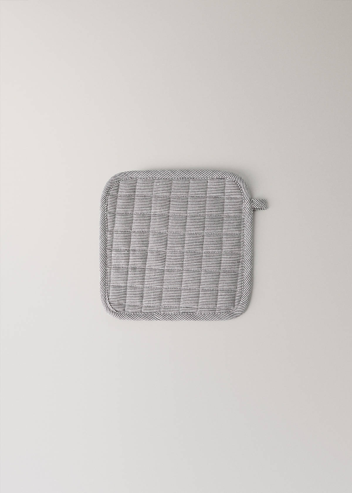 Striped printed cotton oven mitt — Grey