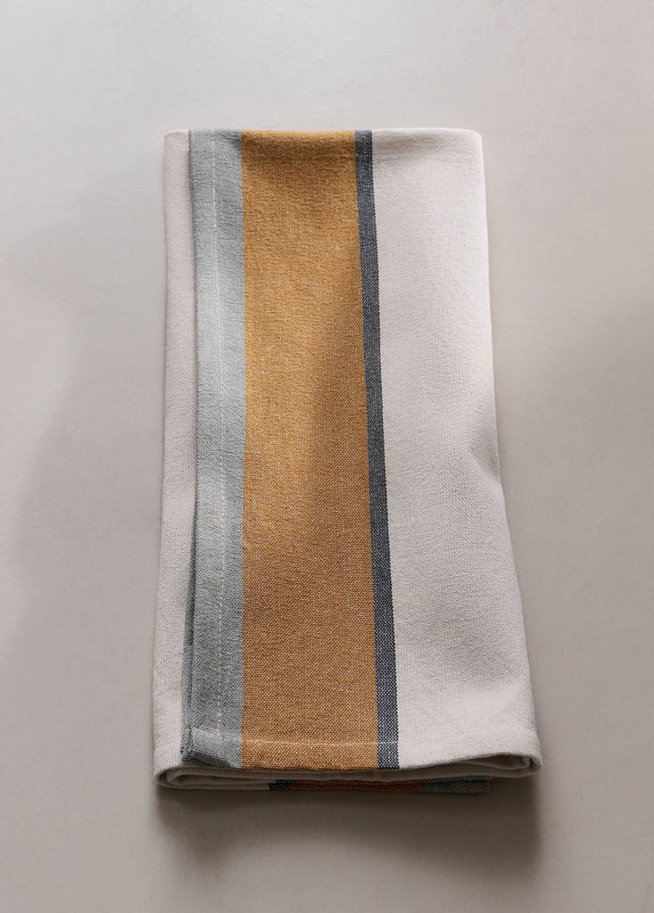 Cotton tea towel with contrasting stripes