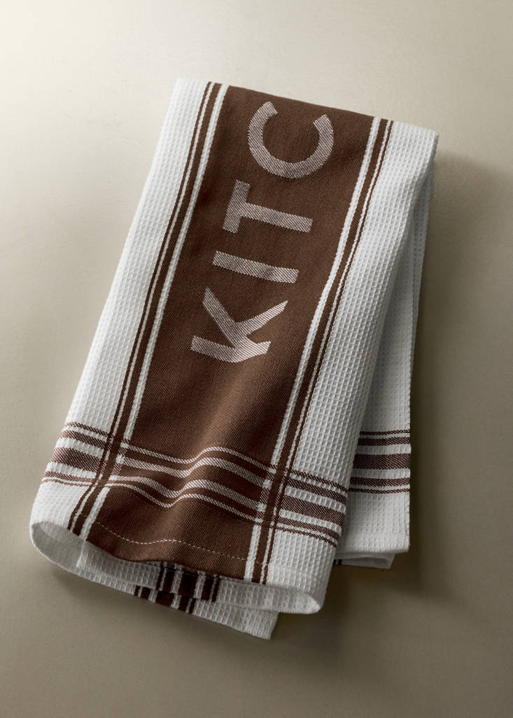 Jacquard cotton tea towel — Brown