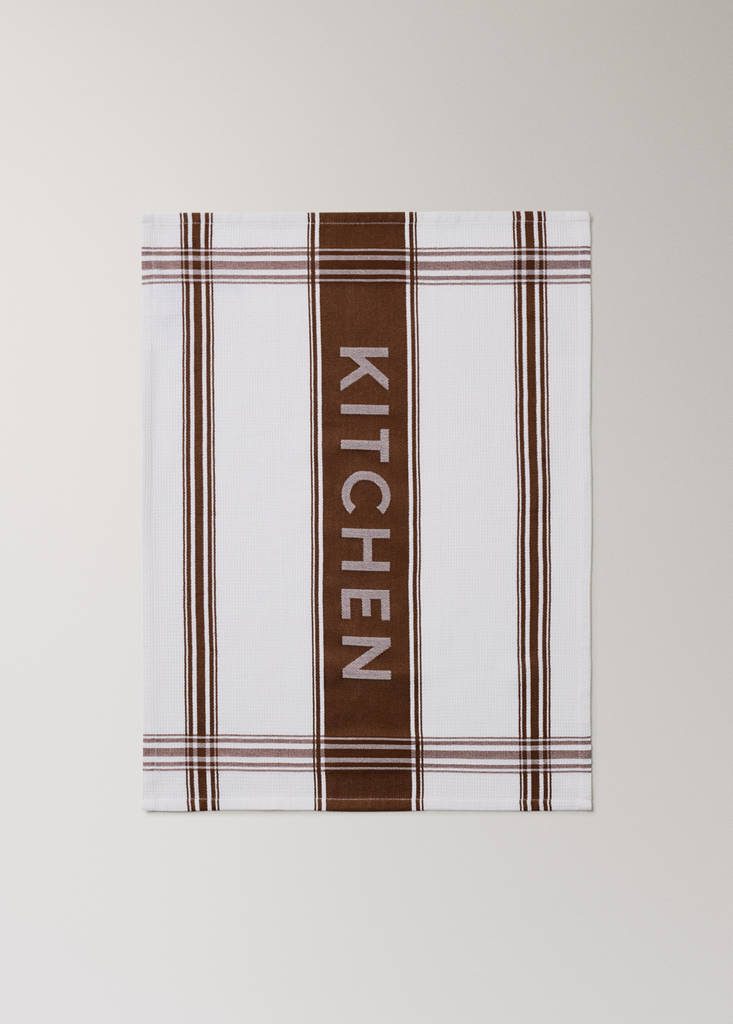 Jacquard cotton tea towel — Brown