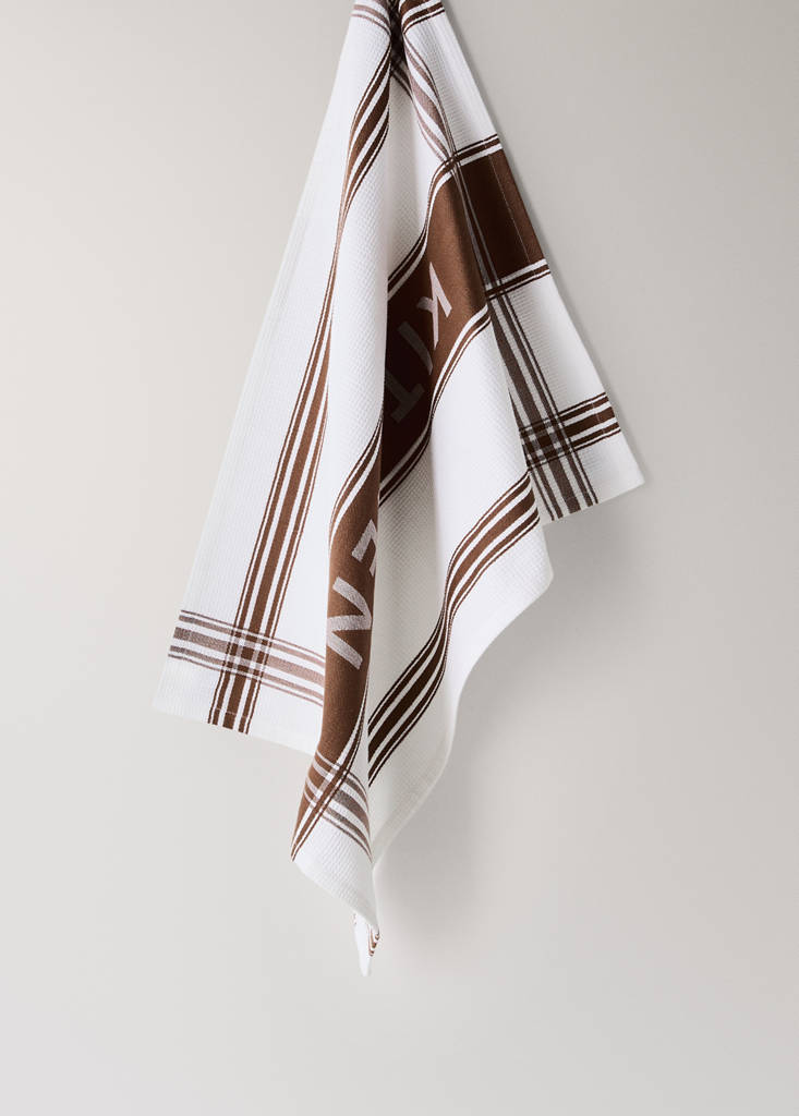 Jacquard cotton tea towel — Brown