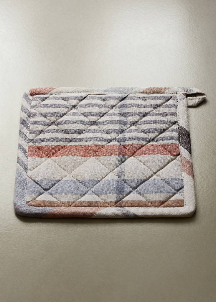 Linen check potholder — Light/Pastel Grey