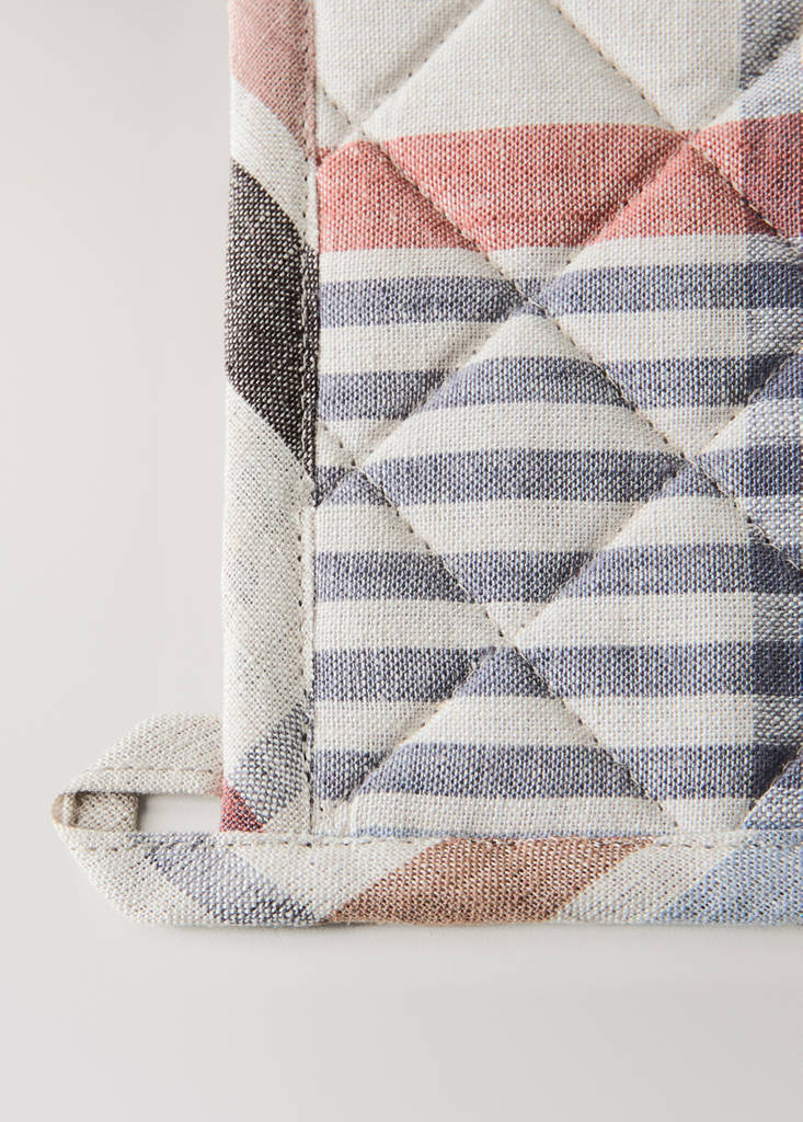 Linen check potholder — Light/Pastel Grey