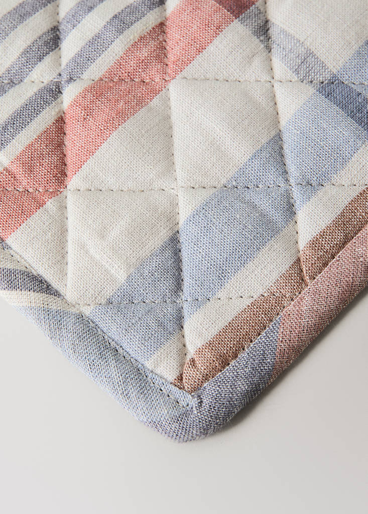 Linen check potholder — Light/Pastel Grey