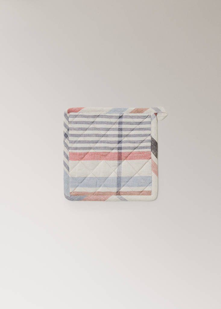 Linen check potholder — Light/Pastel Grey