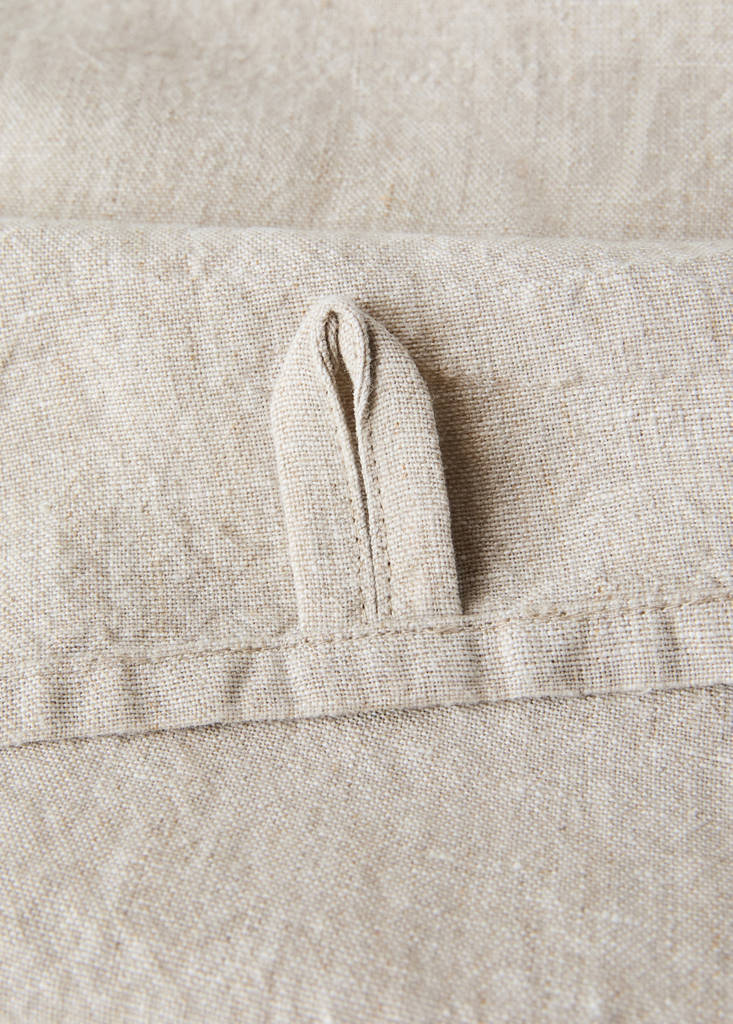 Linen tea towel with contrast stripe — Green