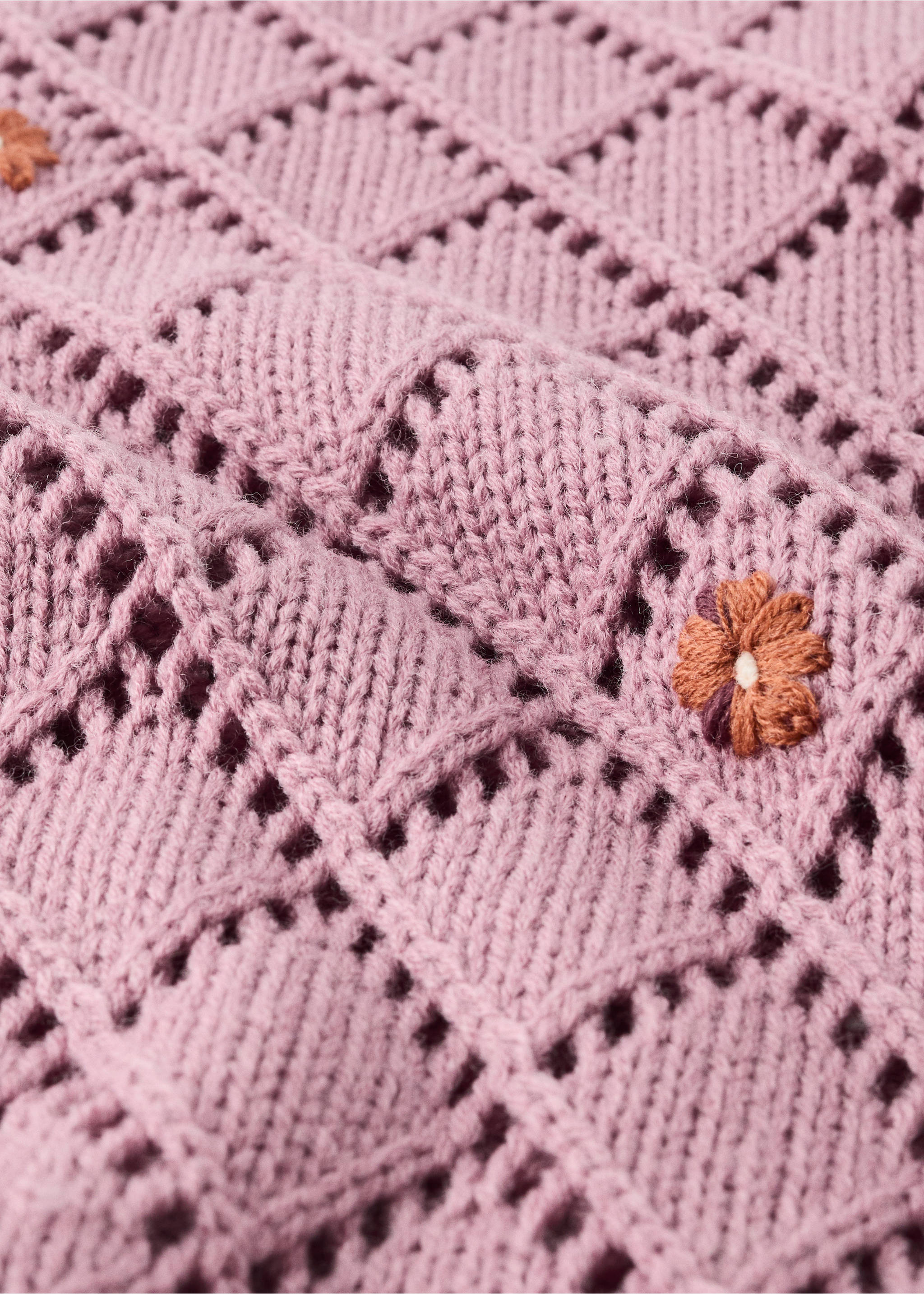 Floral knit wool blend blanket - Detail zboží 1, Světle/pastelově purpurová. Ref: 37021487-00.