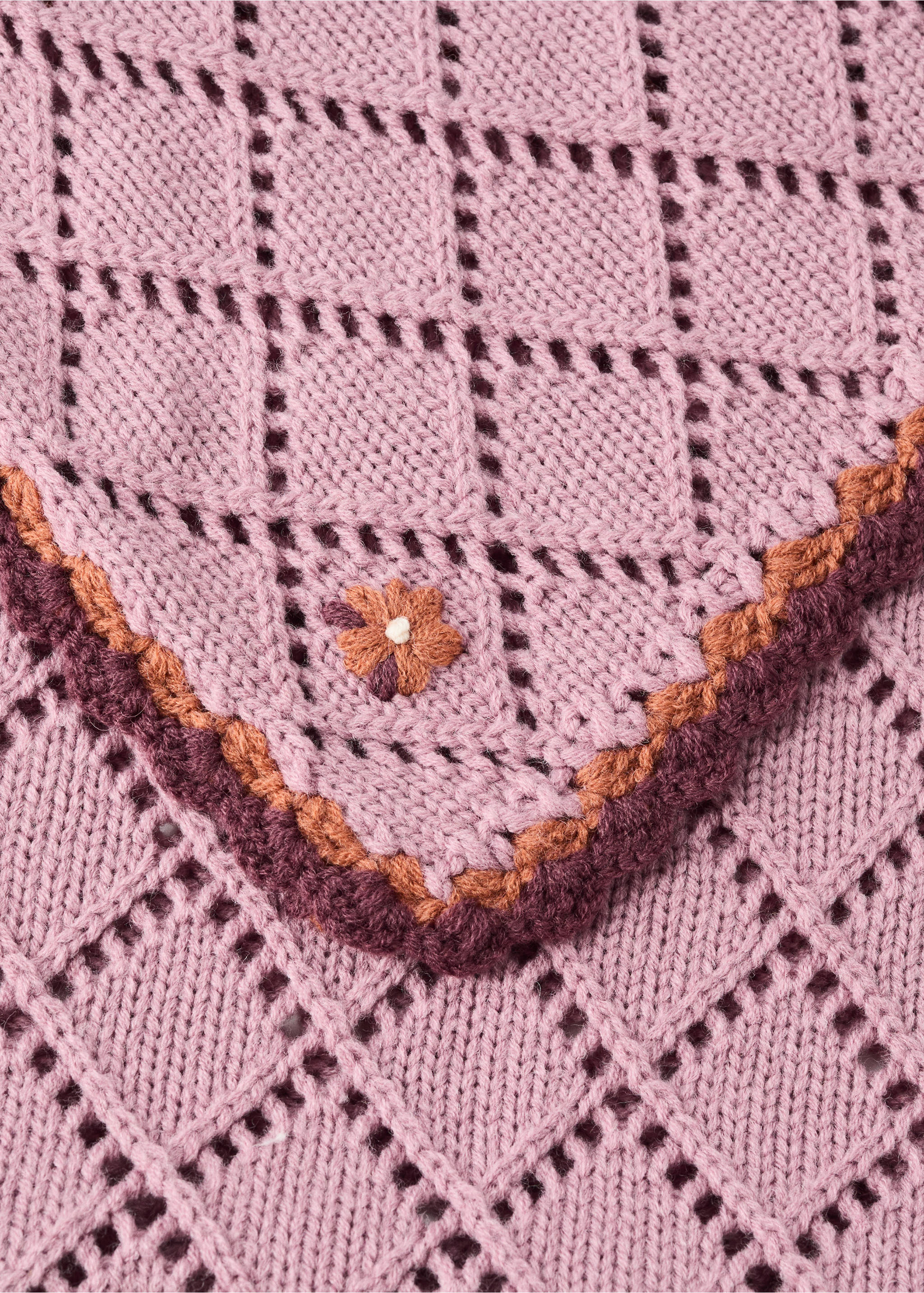 Floral knit wool blend blanket - Detail zboží 2, Světle/pastelově purpurová. Ref: 37021487-00.