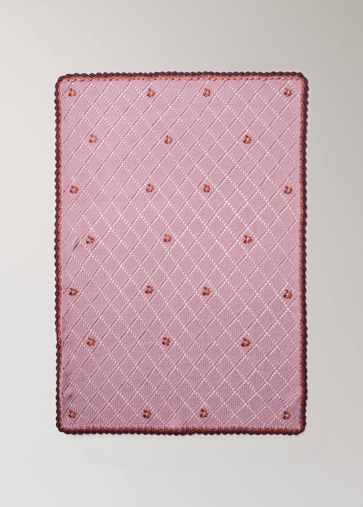 Floral knitted wool-blend blanket — Light/Pastel Purple