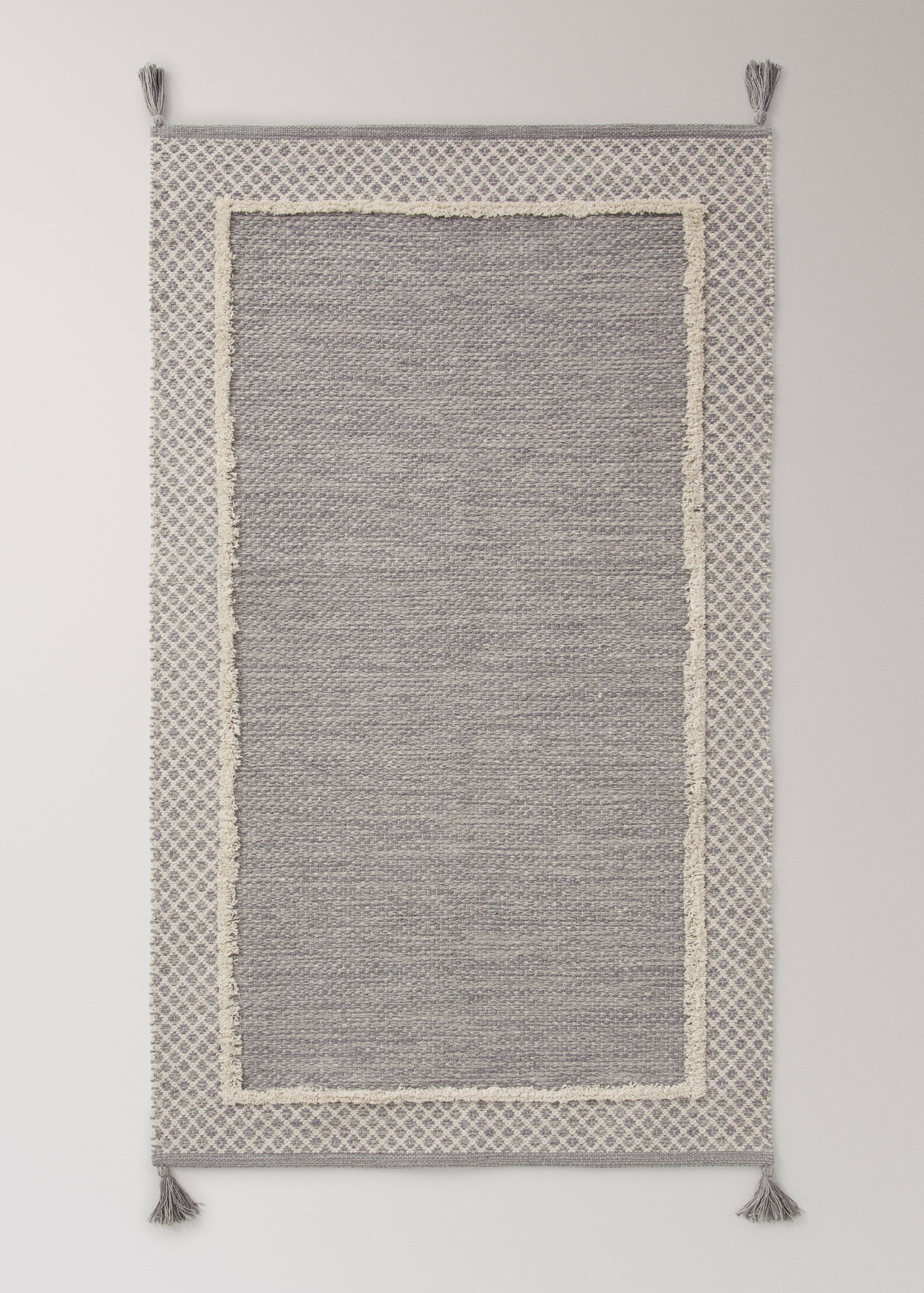 Jacquard cotton rug with fringed border - Article without model