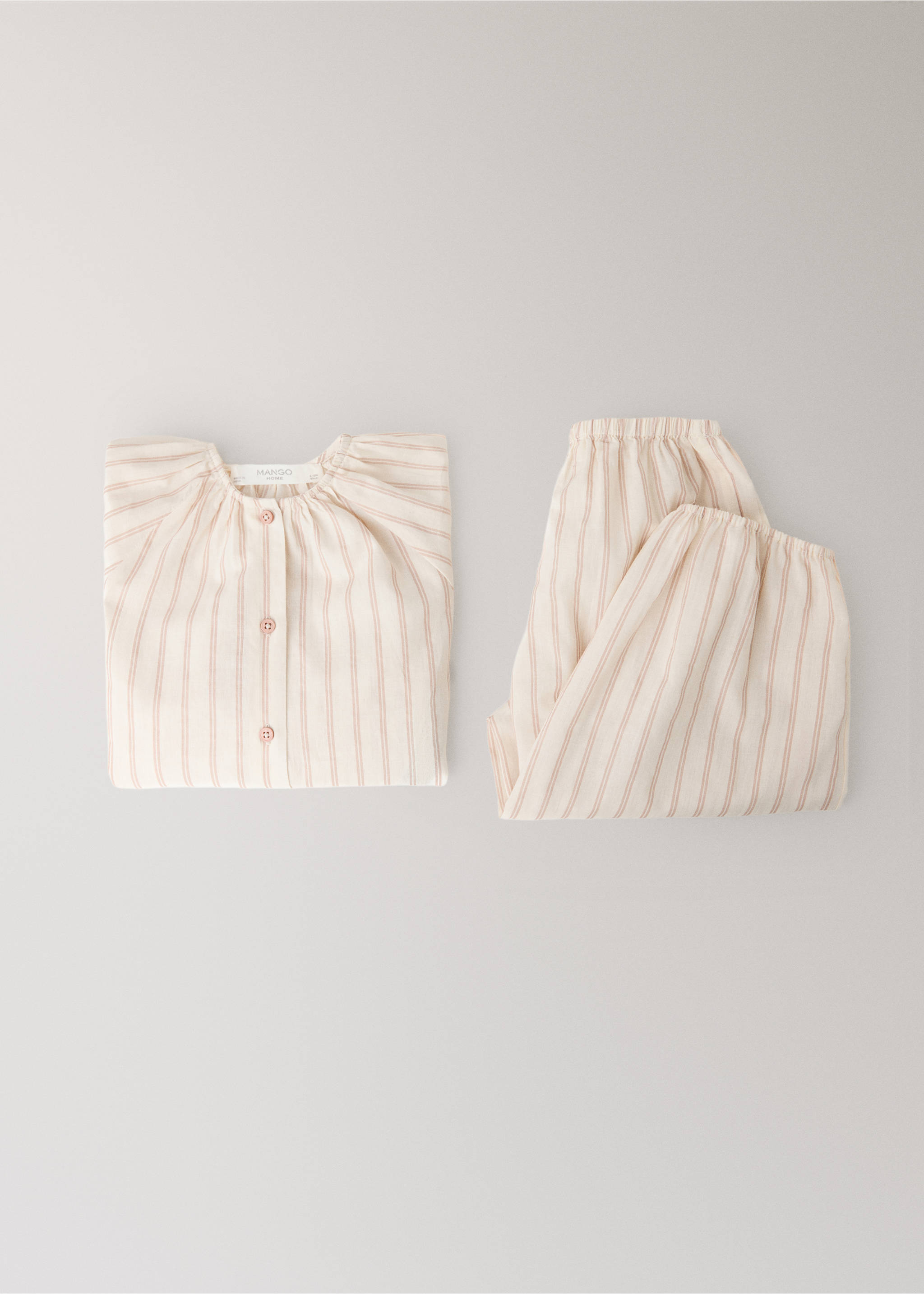 Striped pyjama T-shirt - Details of the article 3, Nude. Ref: 37021500-00.