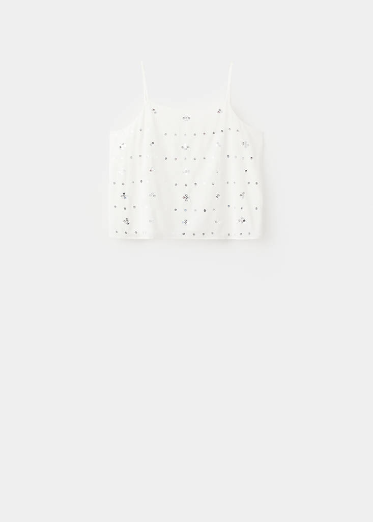 Sequin top with spaghetti strap — Off White