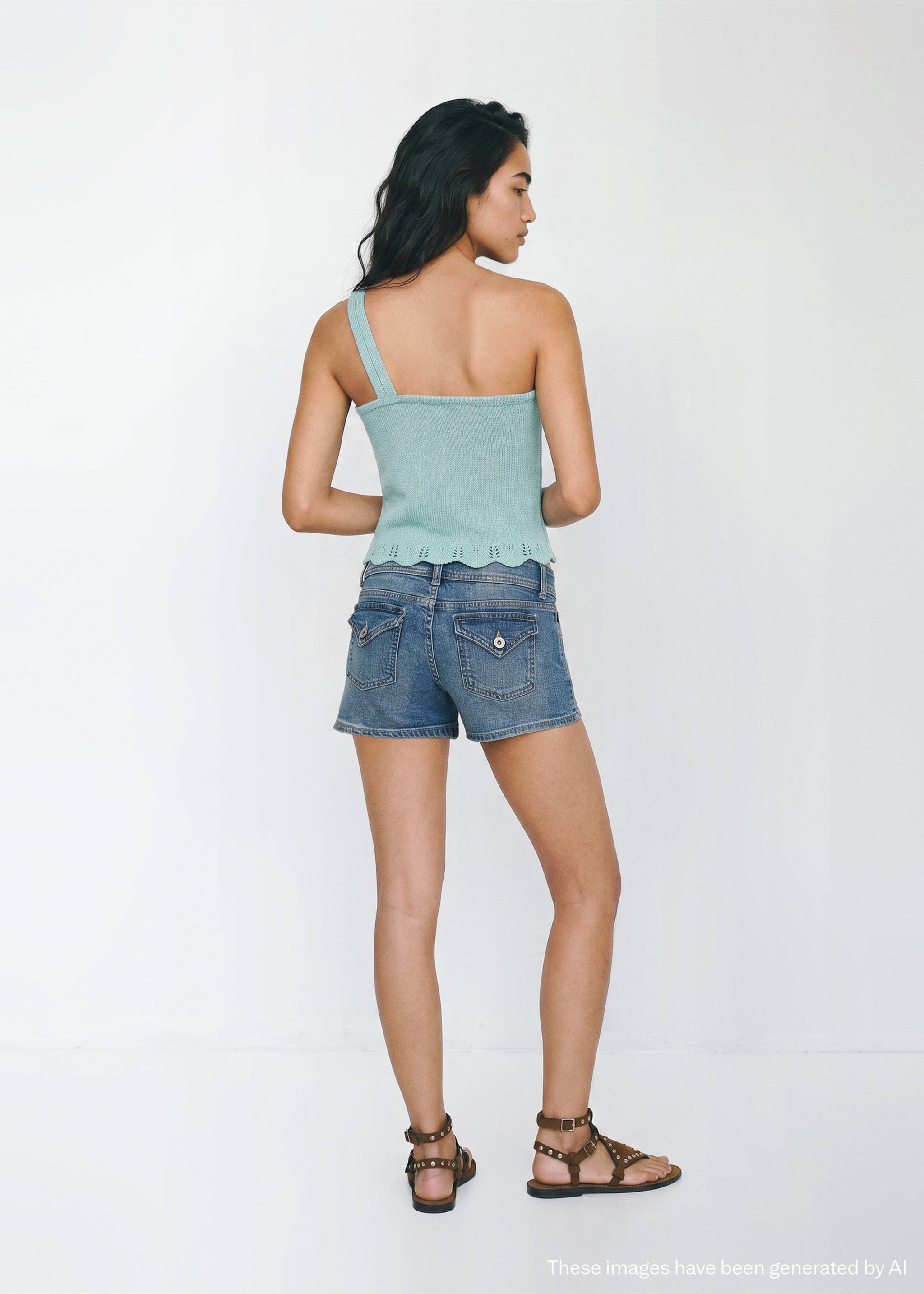 Asymmetrisk hullstrikket topp - Baksiden av artikkelen, Blå. Ref: 37021510-00.