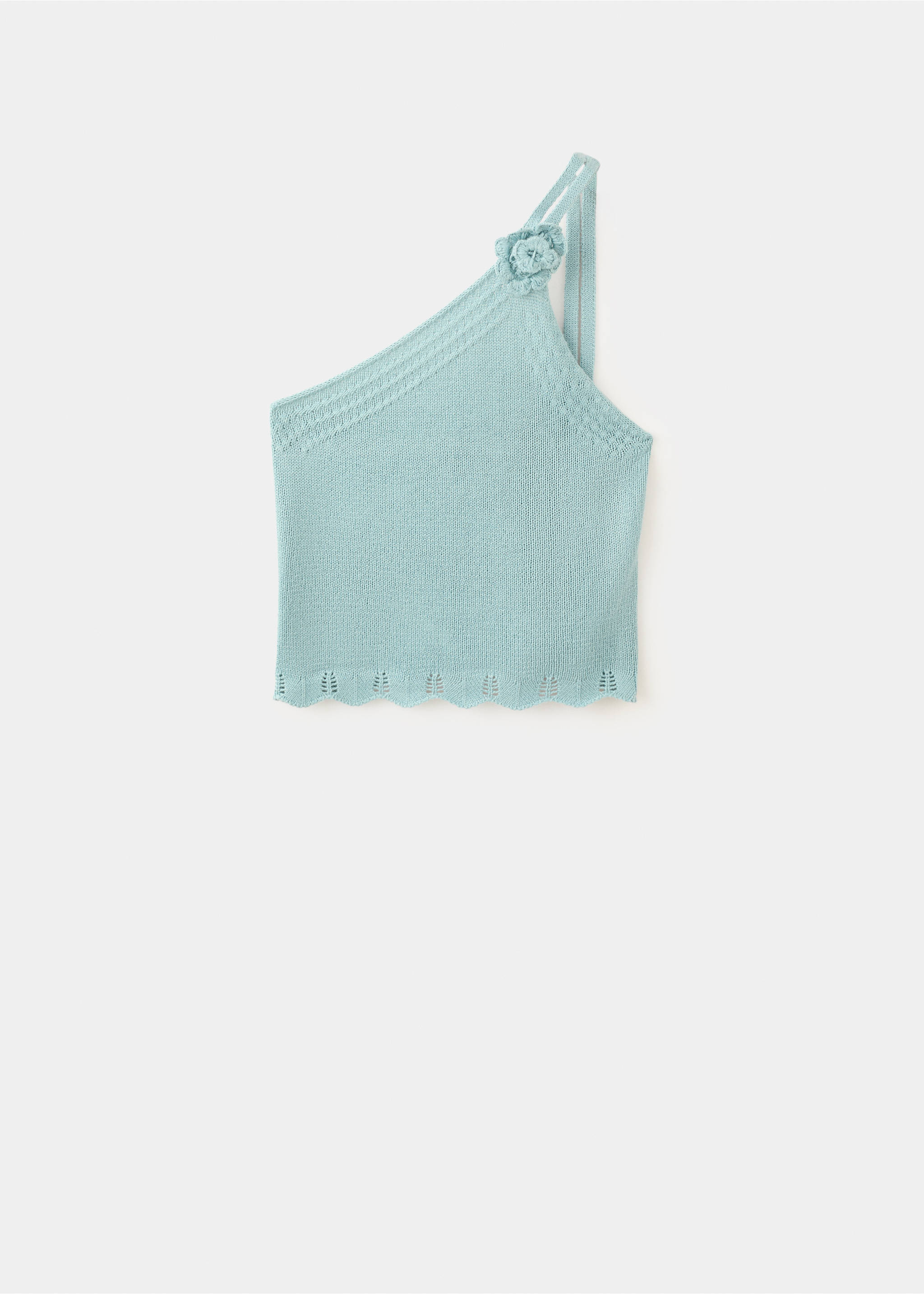 Asymmetric openwork knit top - Article without model, Blue. Ref: 37021510-00.