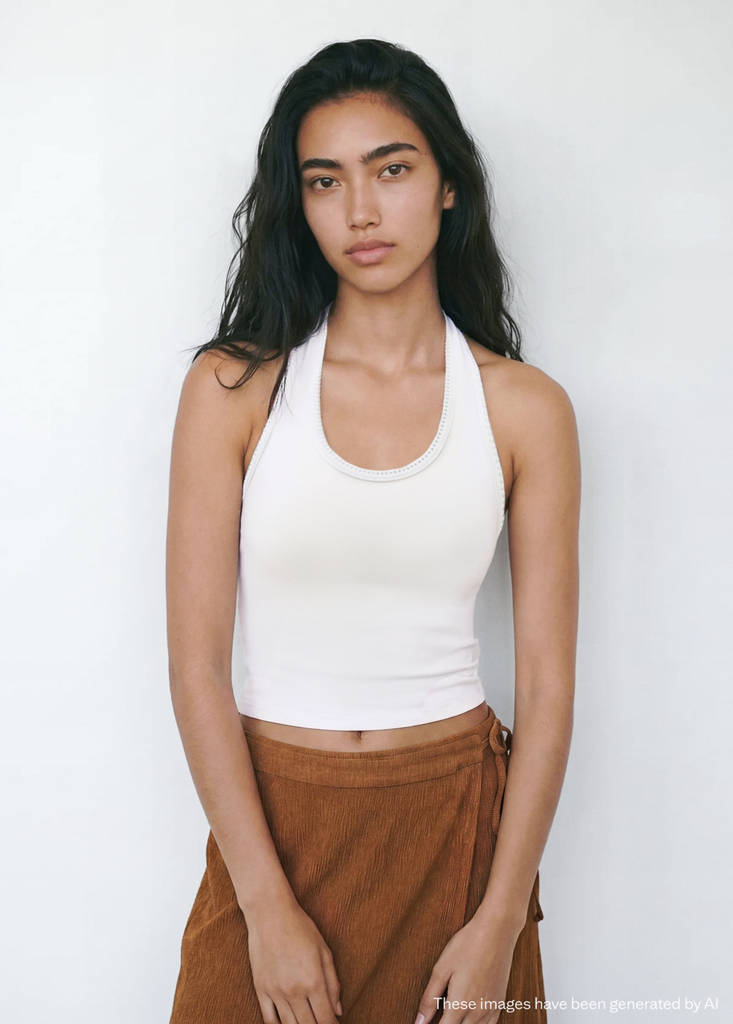 Halter top with embroidered details — Off White