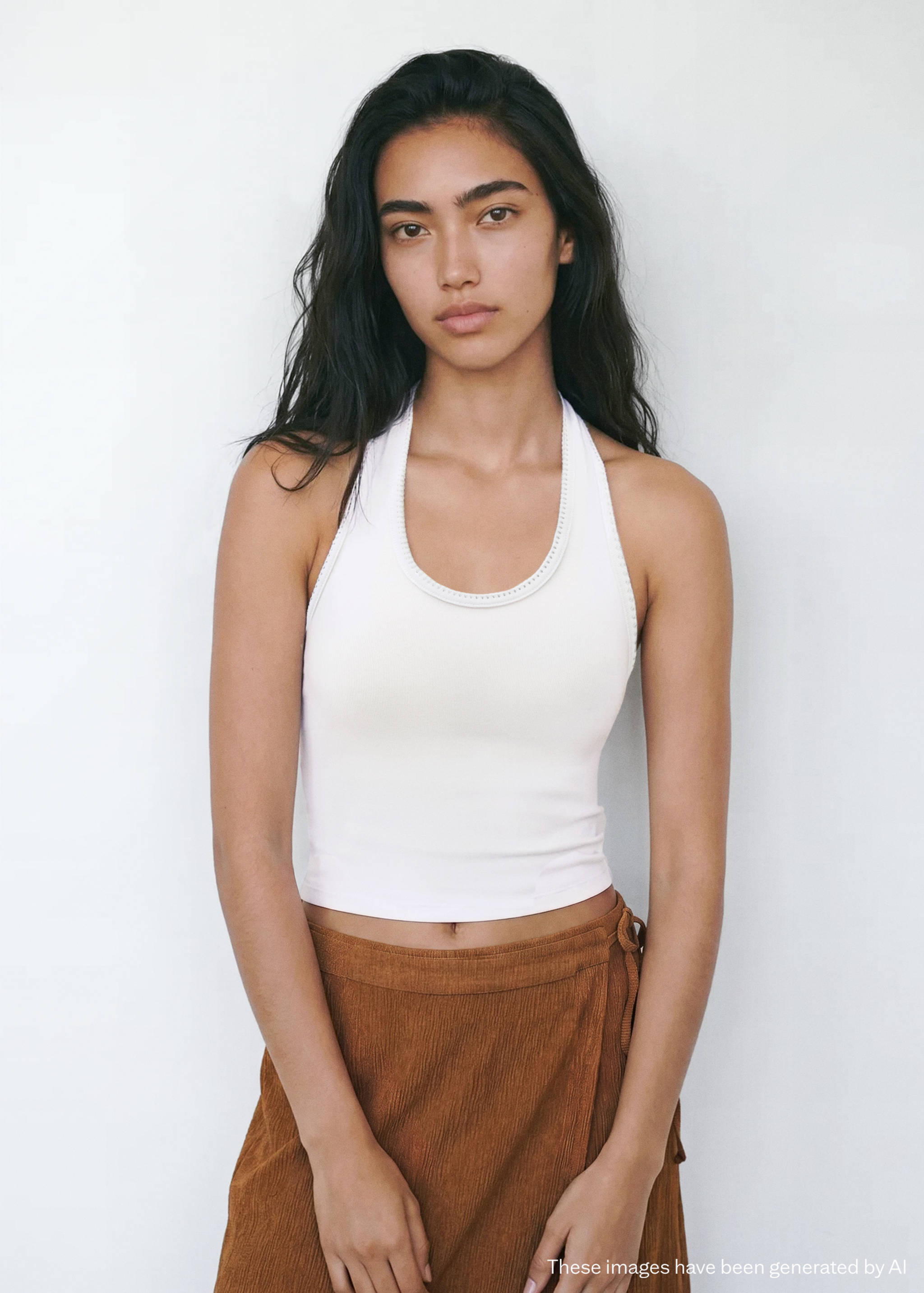 Halter top with embroidered details - Medium plane