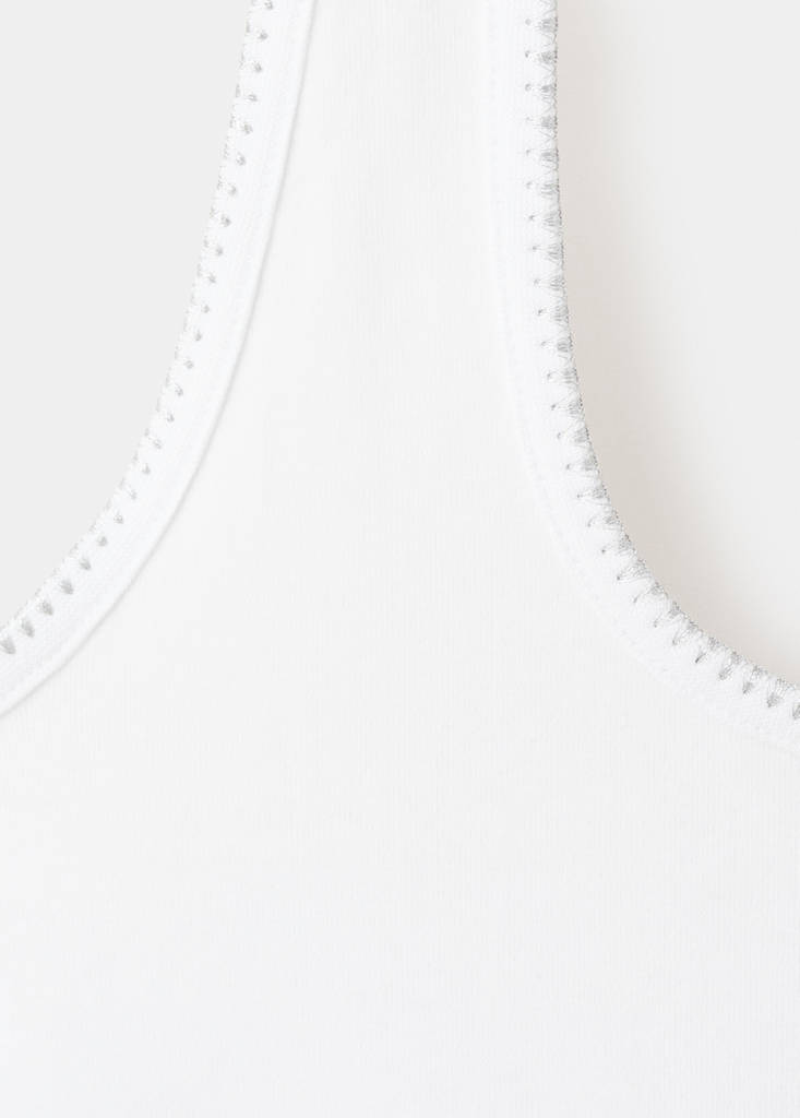 Halter top with embroidered details — Off White
