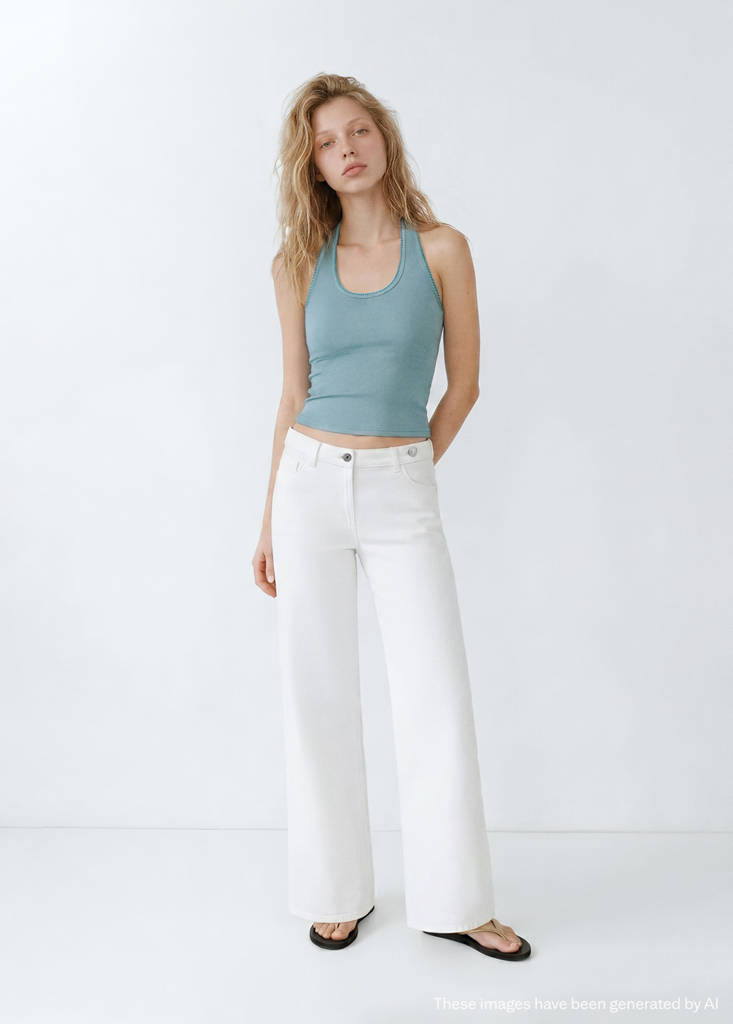 Halter top with embroidered details — Turquoise