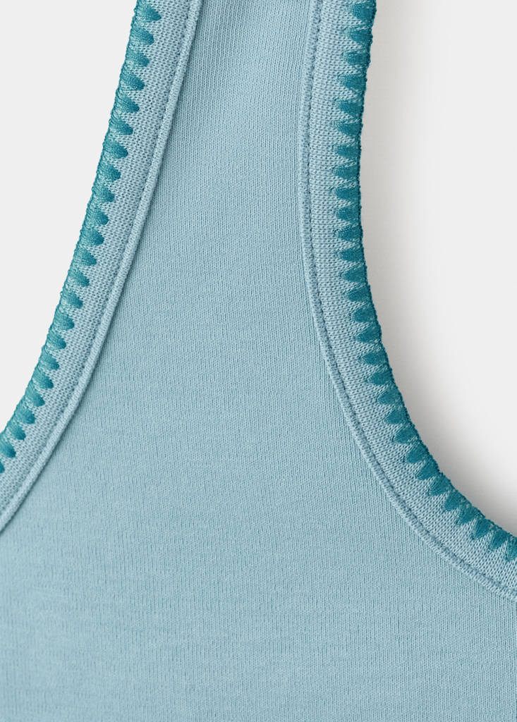 Halter top with embroidered details — Turquoise