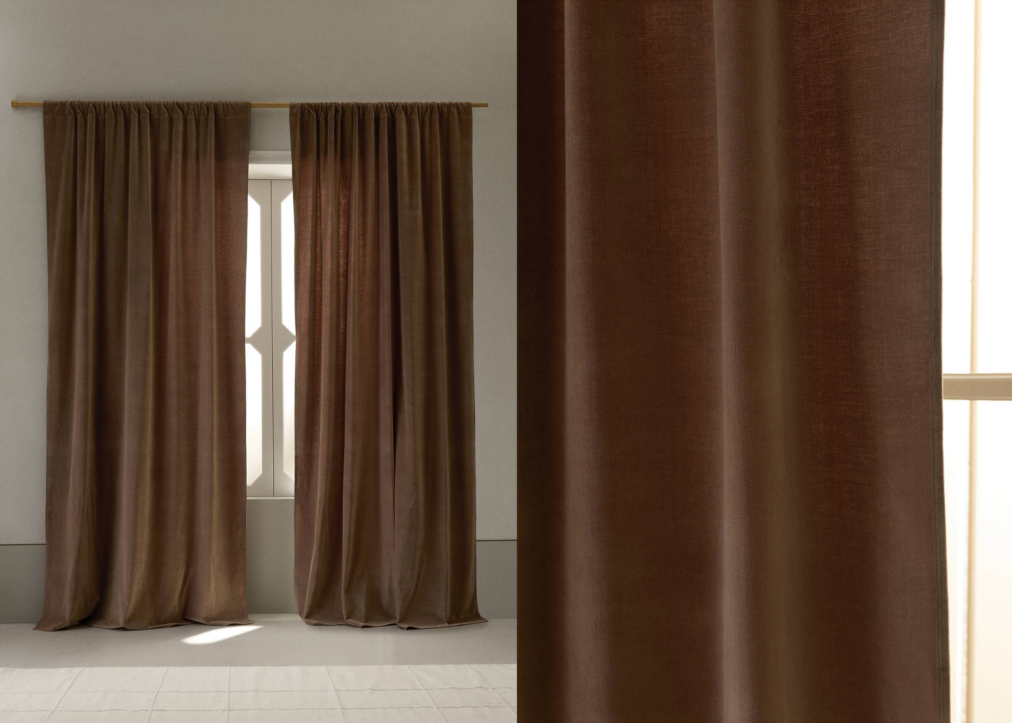 Curtain, 100% cotton velvet, high blackout opacity - Panoramic plane