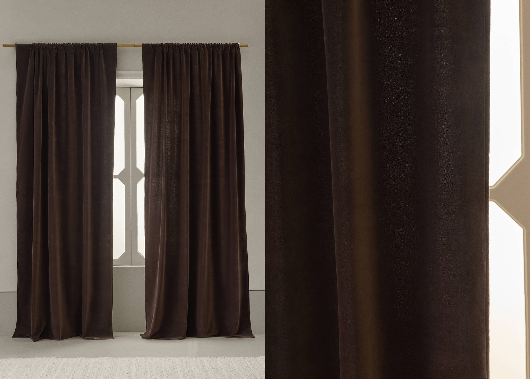 Curtain, 100% cotton velvet, high blackout opacity - Panoramic plane