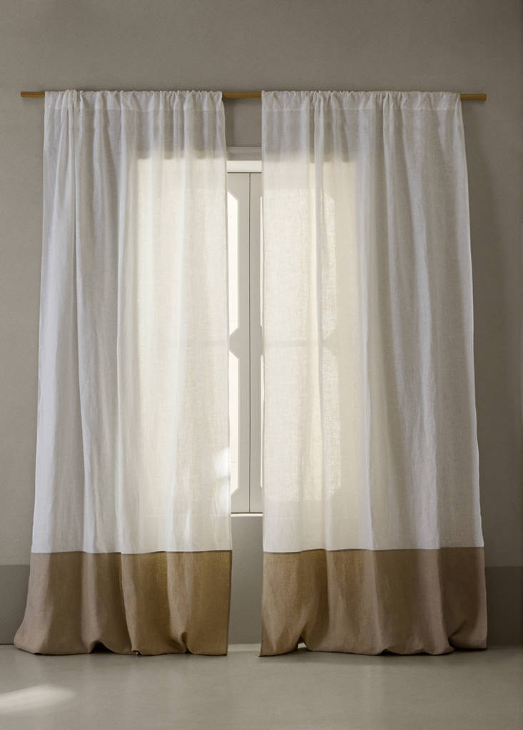 Two-tone curtain 100% linen with medium opacity — Ecru