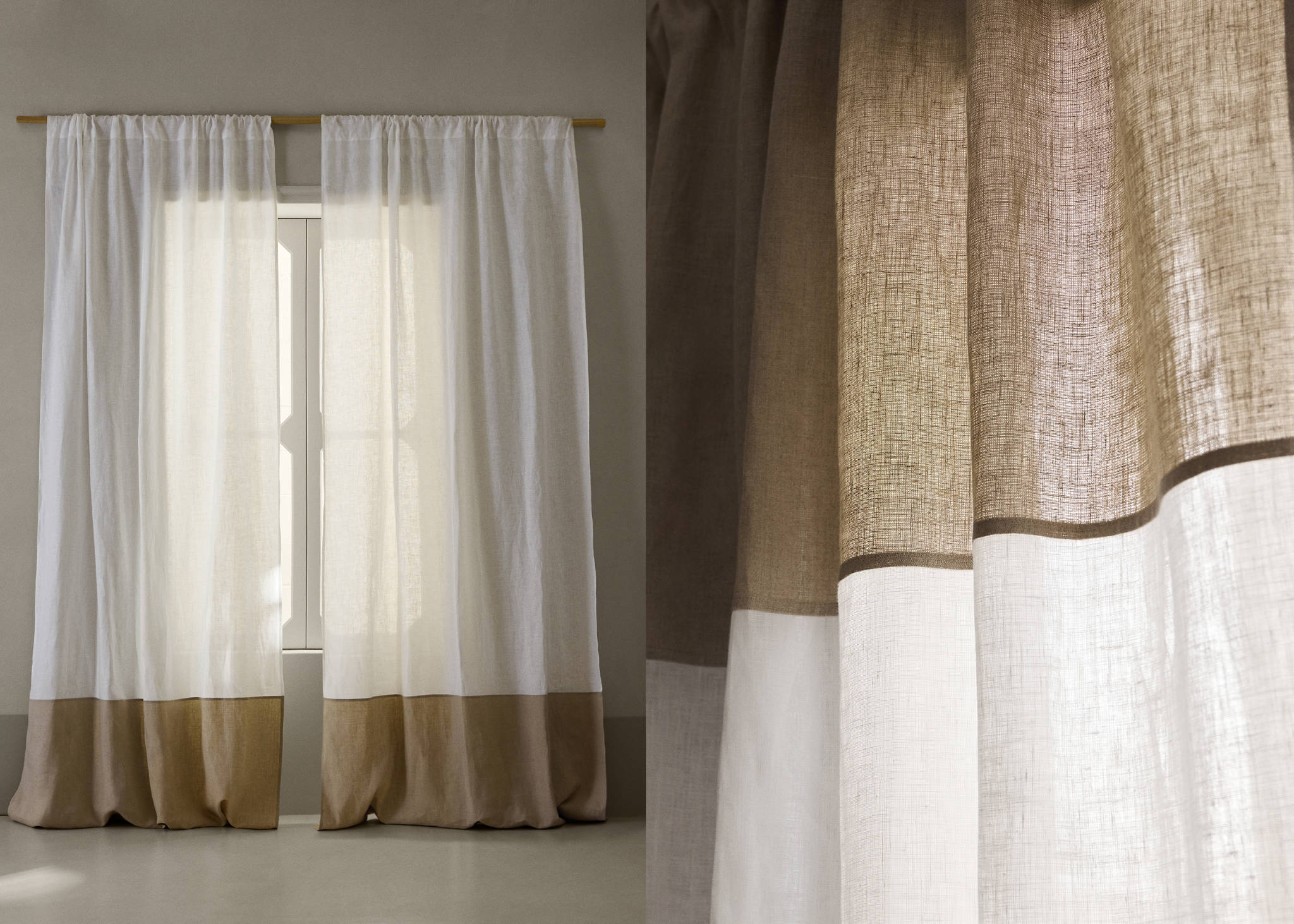 Two-tone curtain 100% linen with medium opacity - Panoramic plane