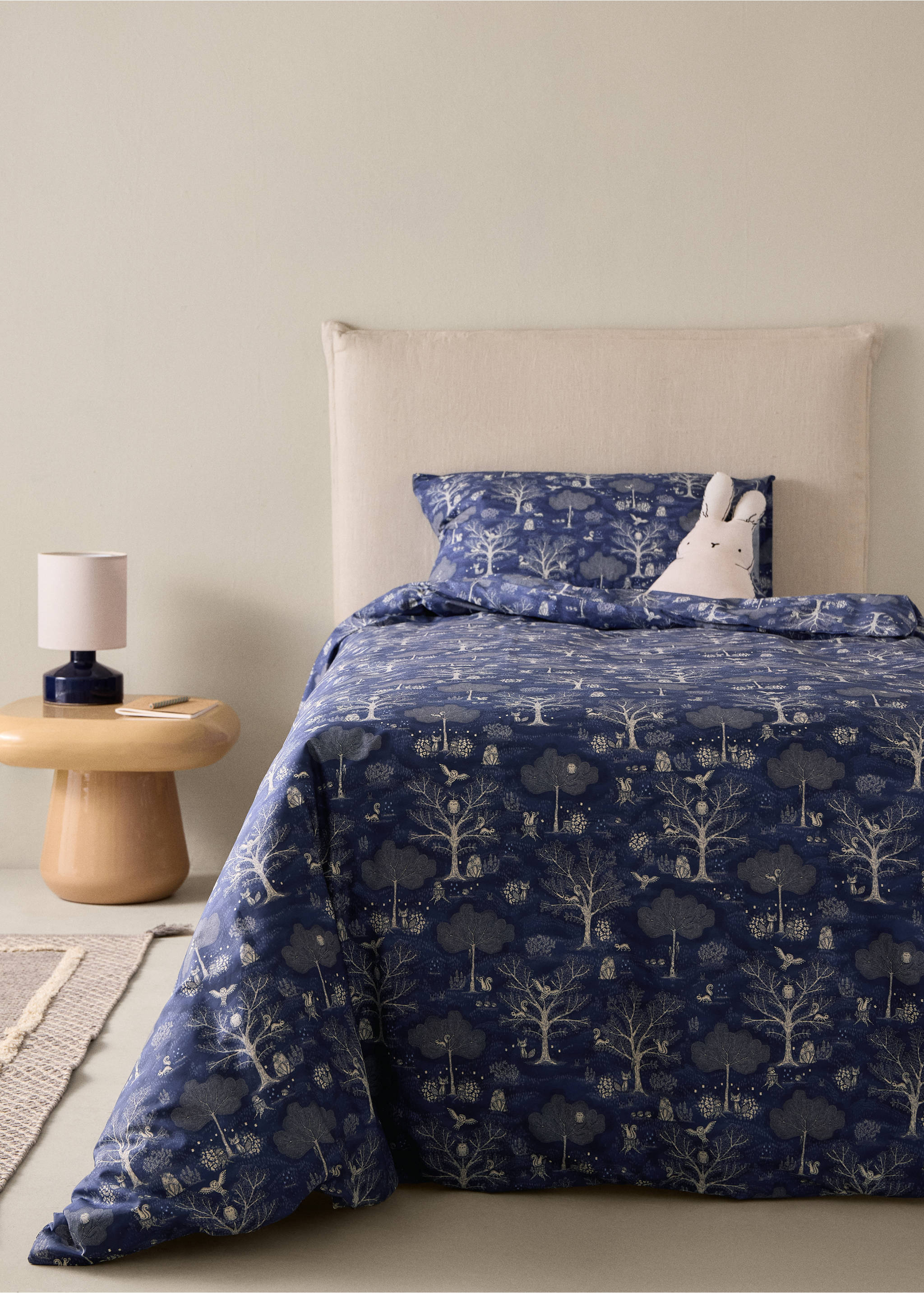 Percale cotton duvet cover Single bed - General plane, Blue. Ref: 37021529-00.