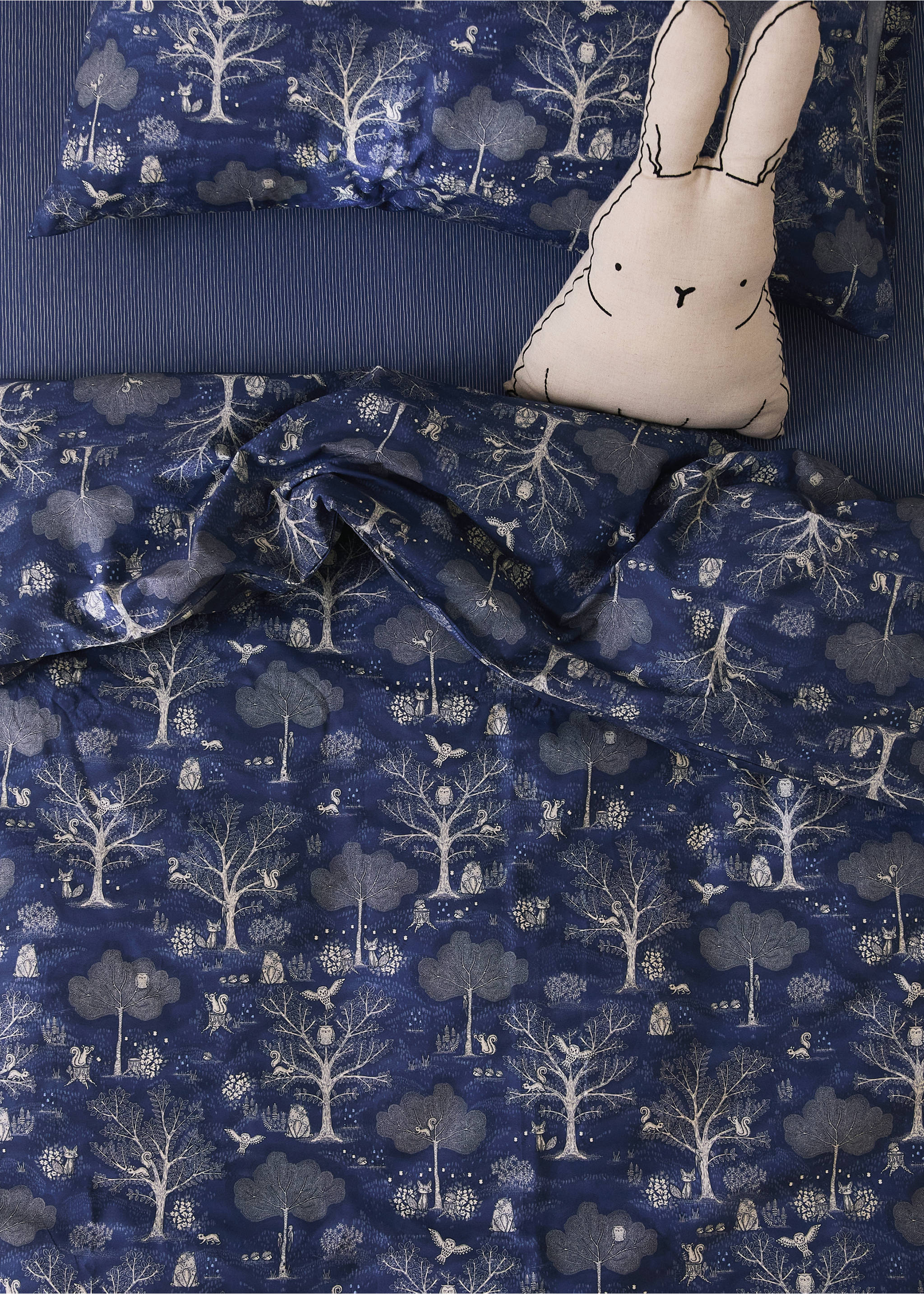 Percale cotton duvet cover Single bed - Details of the article 7, Blue. Ref: 37021529-00.