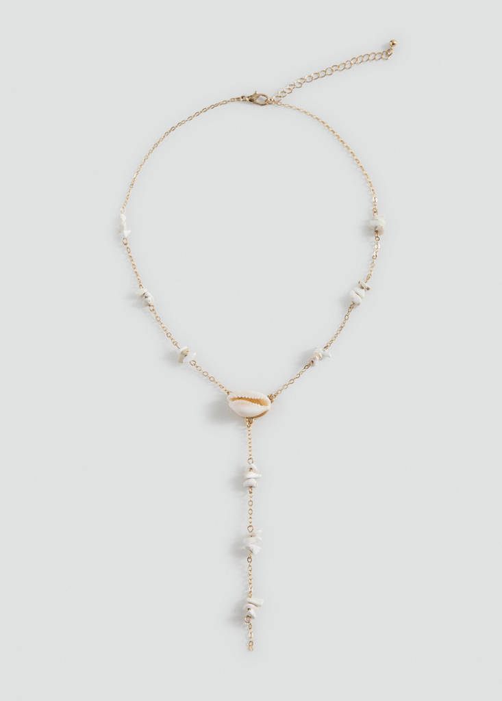 Pendant necklace with shell detail — Gold