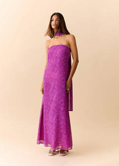 Printed dress with foulard — Pink 2