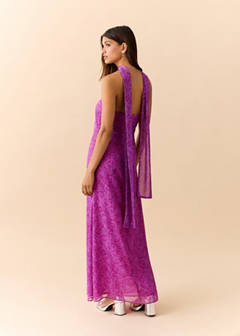 Printed dress with foulard — Pink 5