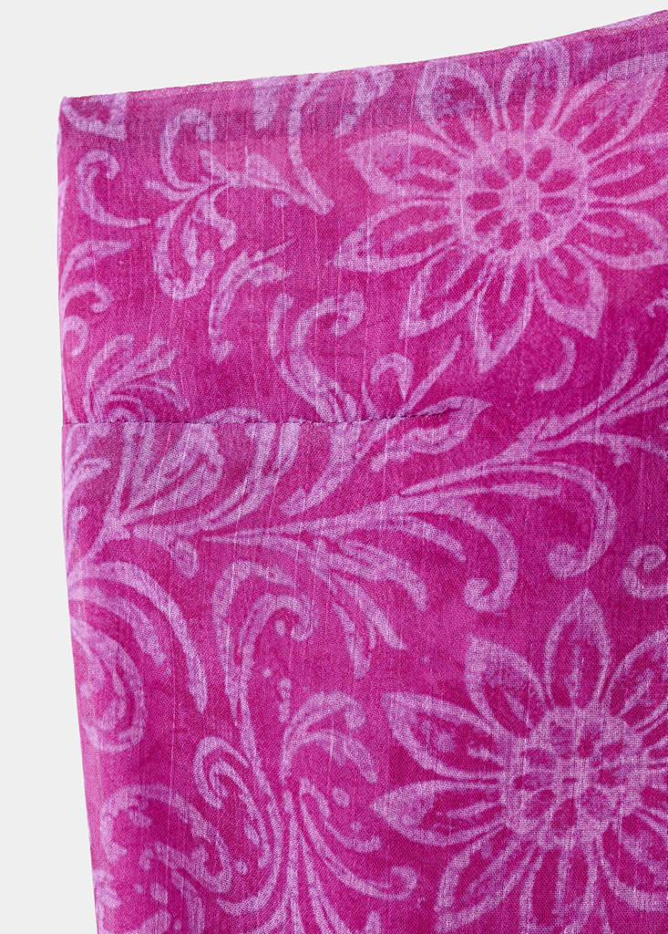 Printed dress with foulard — Pink