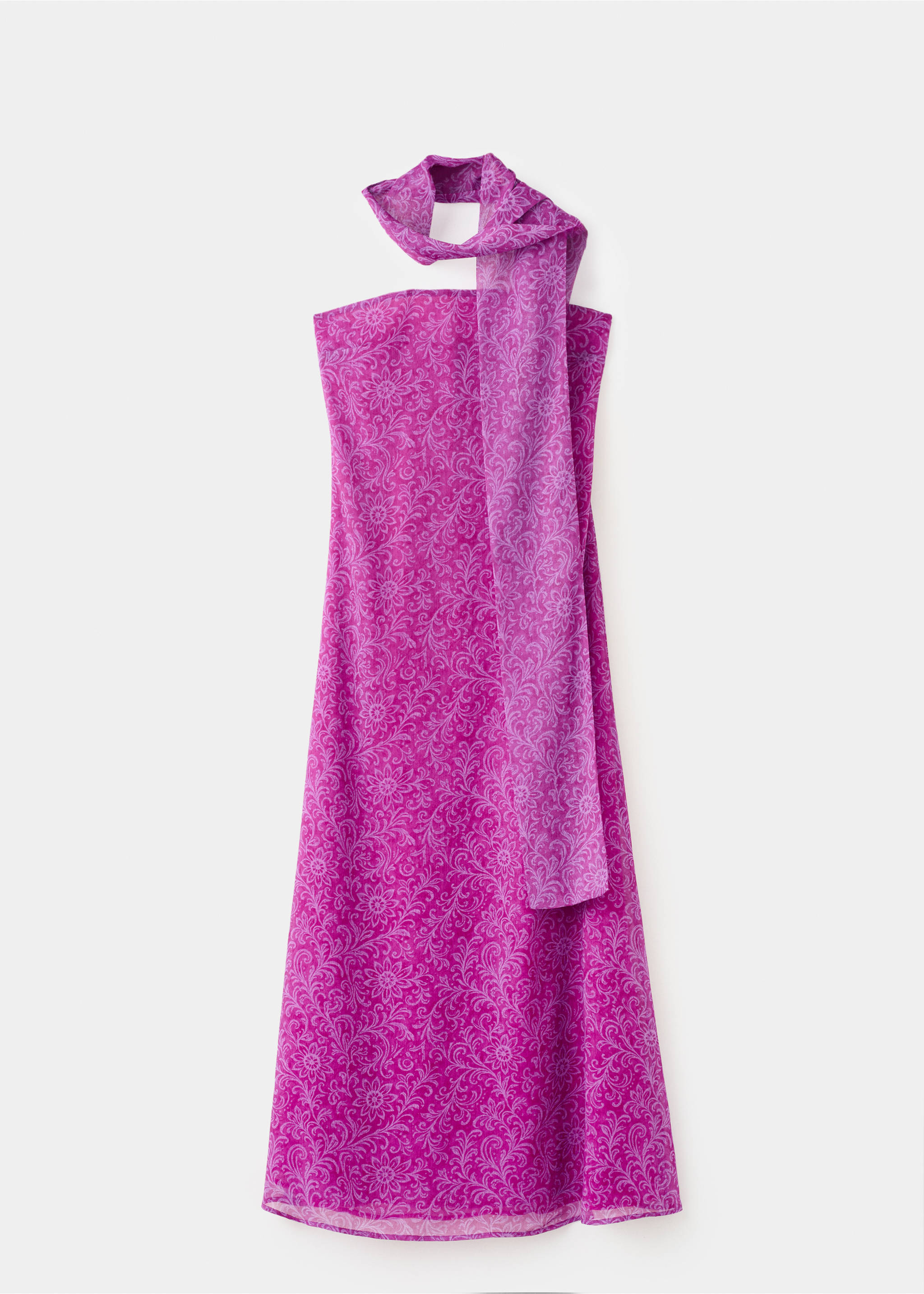 Printed dress with foulard - Article without model, Pink. Ref: 37021543-00.