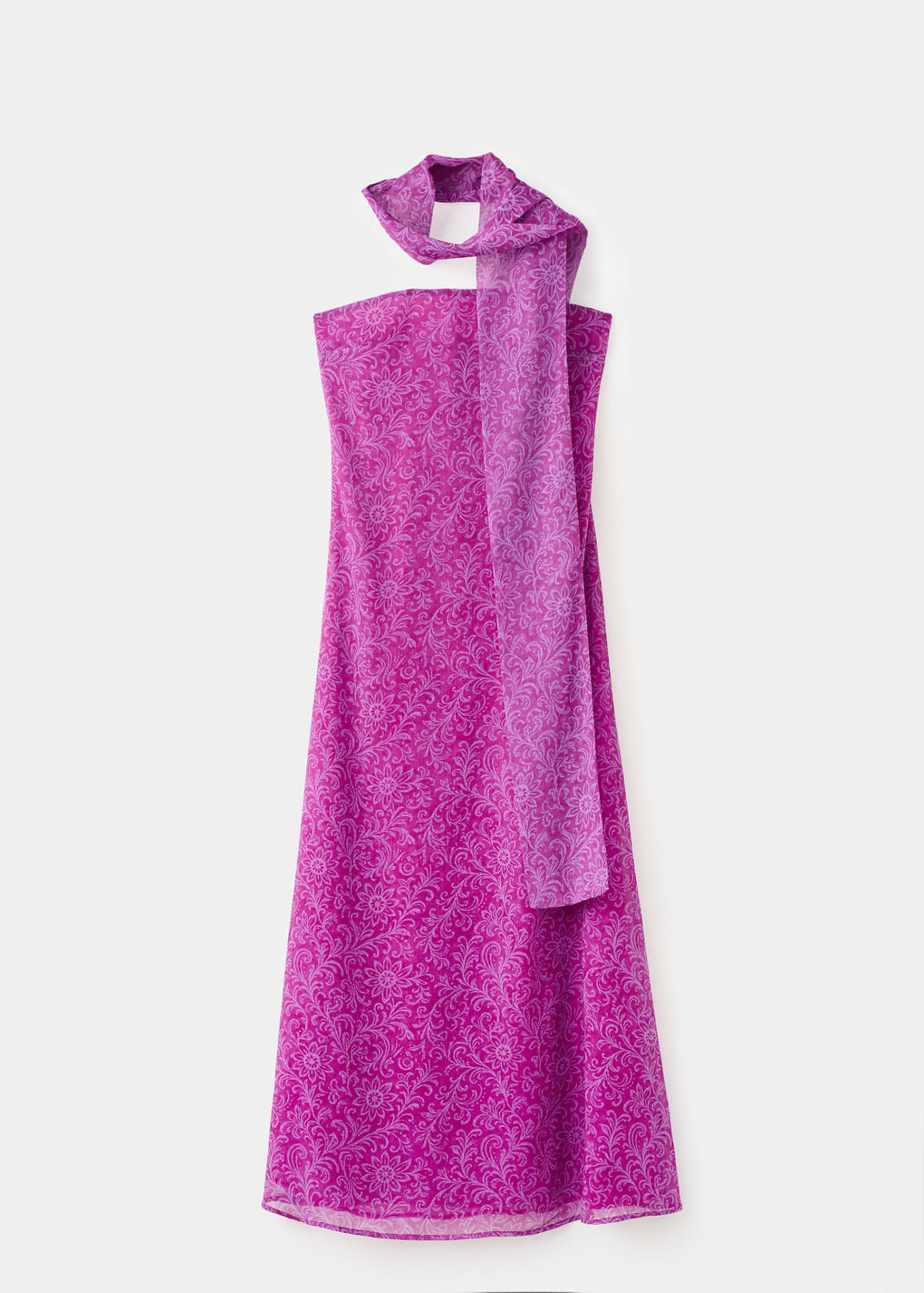 Printed dress with foulard — Pink