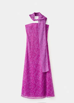 Printed dress with foulard — Pink 6