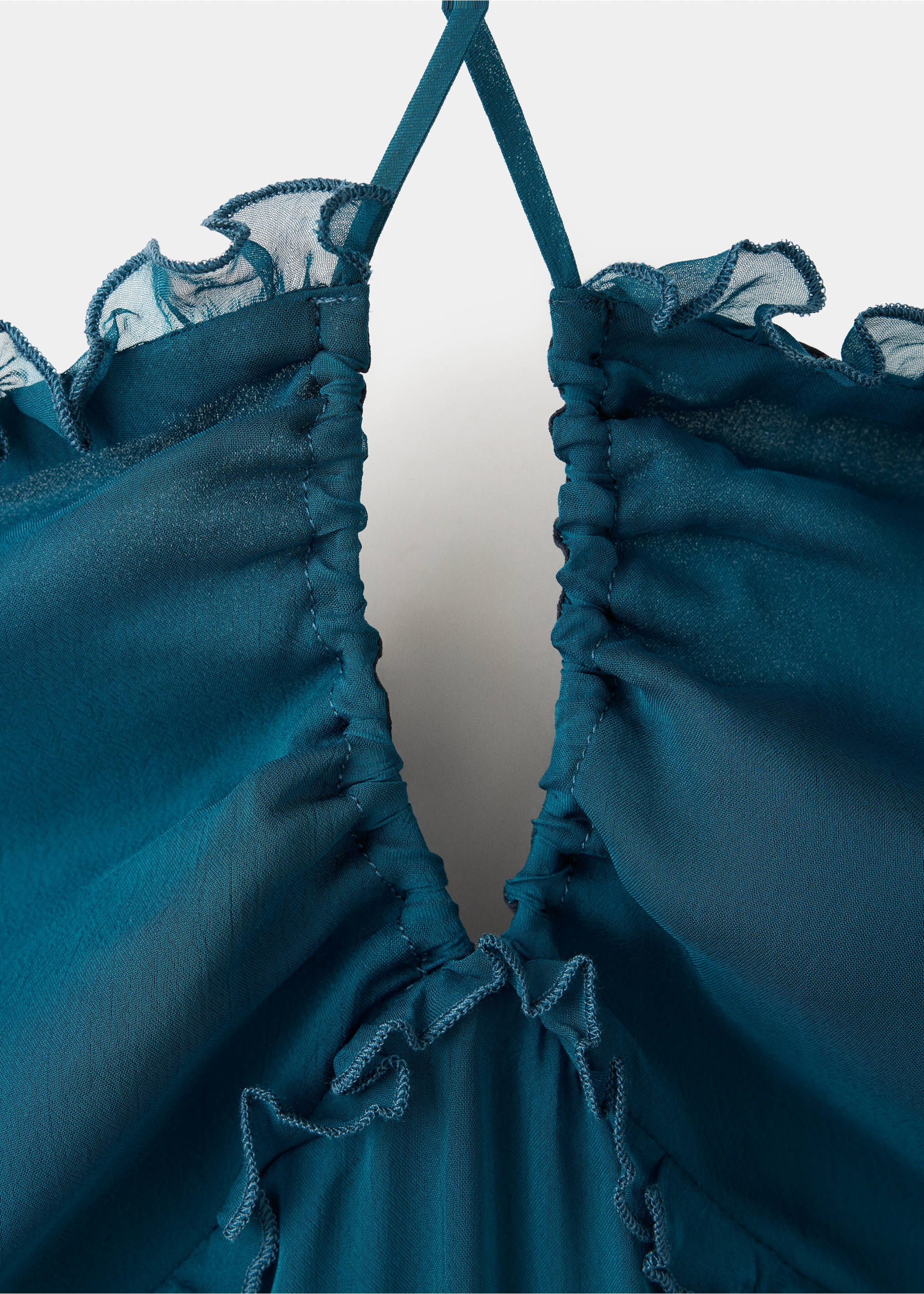 A-line dress with frills - Details of the article 0, Petrol Blue. Ref: 37021544-00.